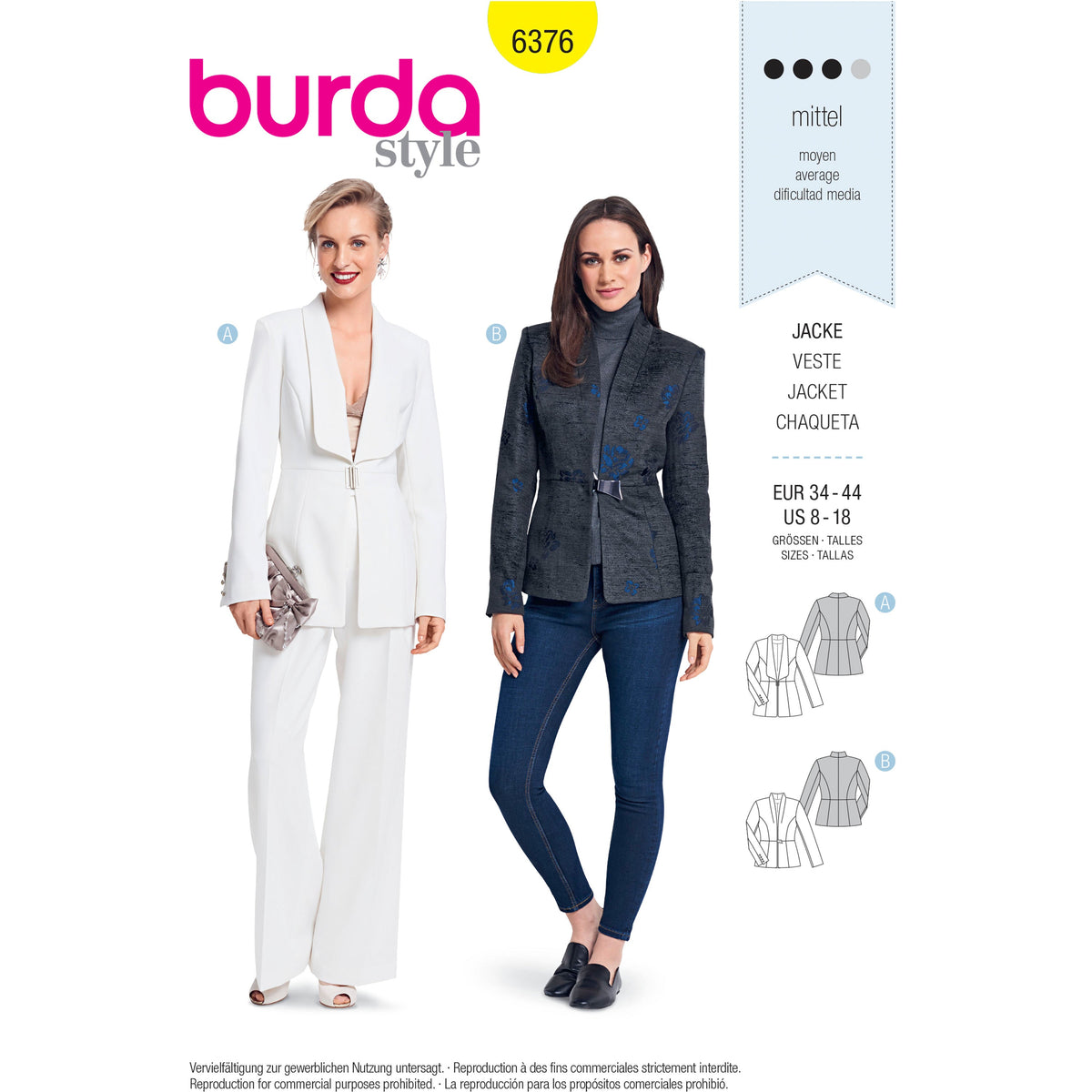 Burda Style Misses Jacket Coat Sewing Pattern for Stylish Outfits B6376