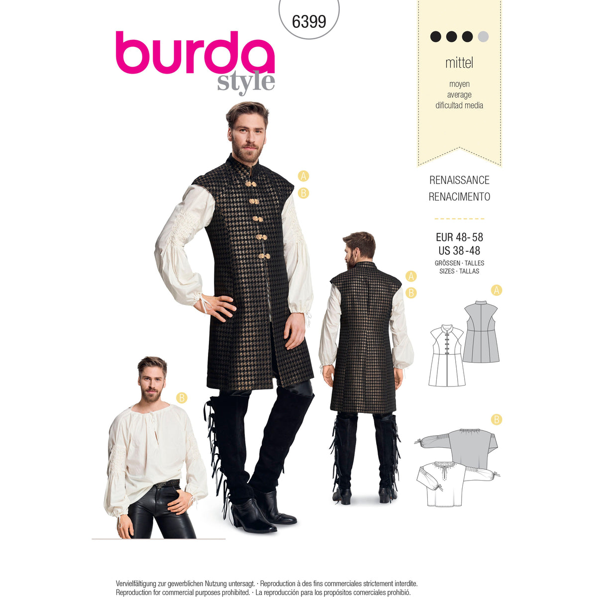 Burda Style Men's and Boys' Costume Sewing Pattern B6399