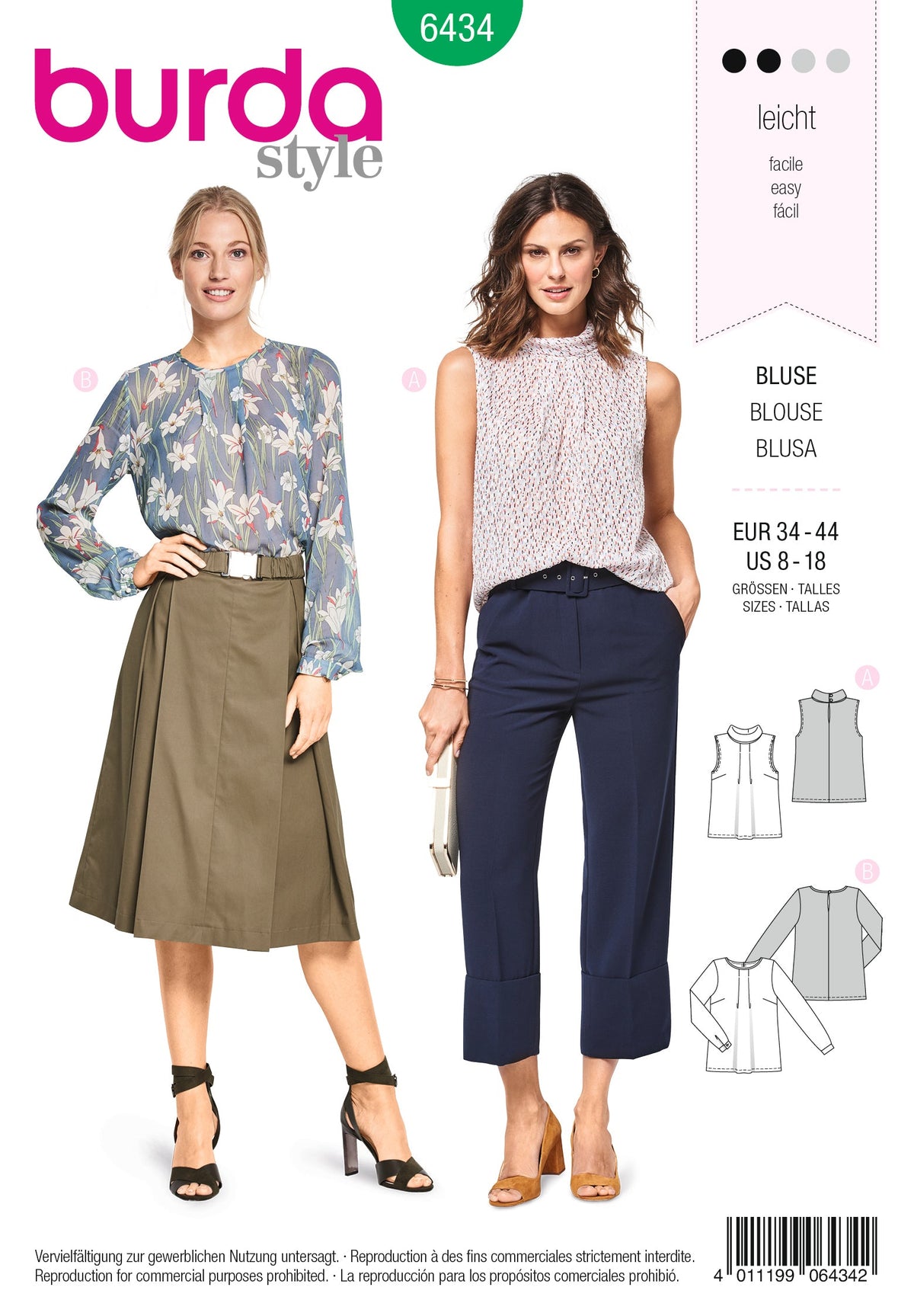 Burda Style Misses Blouse Sewing Pattern for Stylish Creations B6434