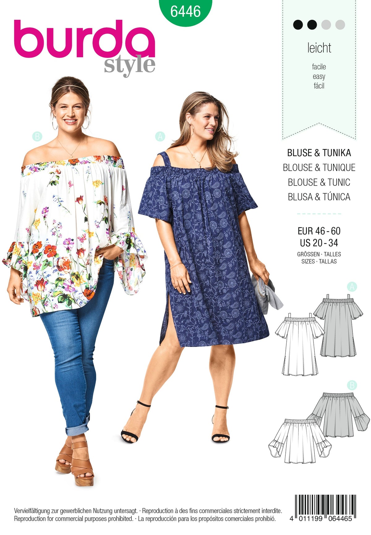 Burda Style Plus Size Tops Sewing Pattern for Stylish Creations B6446