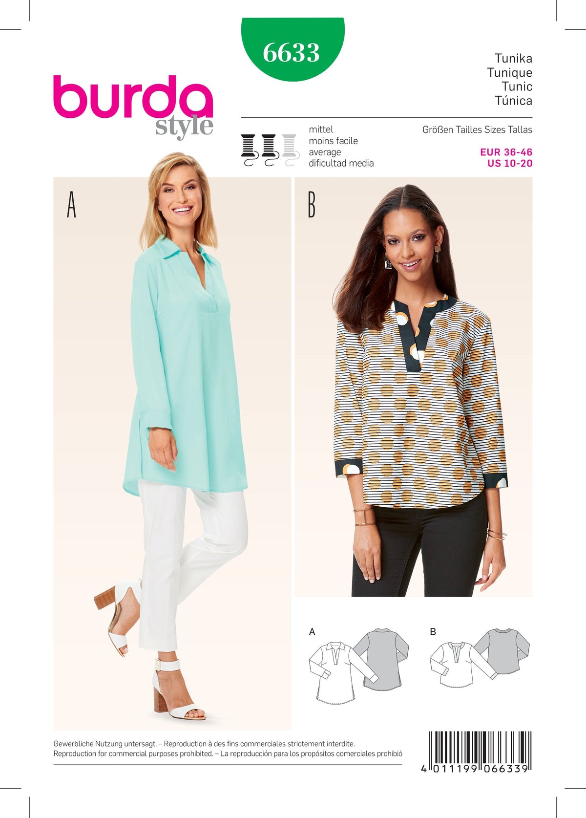 Burda Style Misses Tunic: Stylish Sewing Pattern for Fashionistas B6633