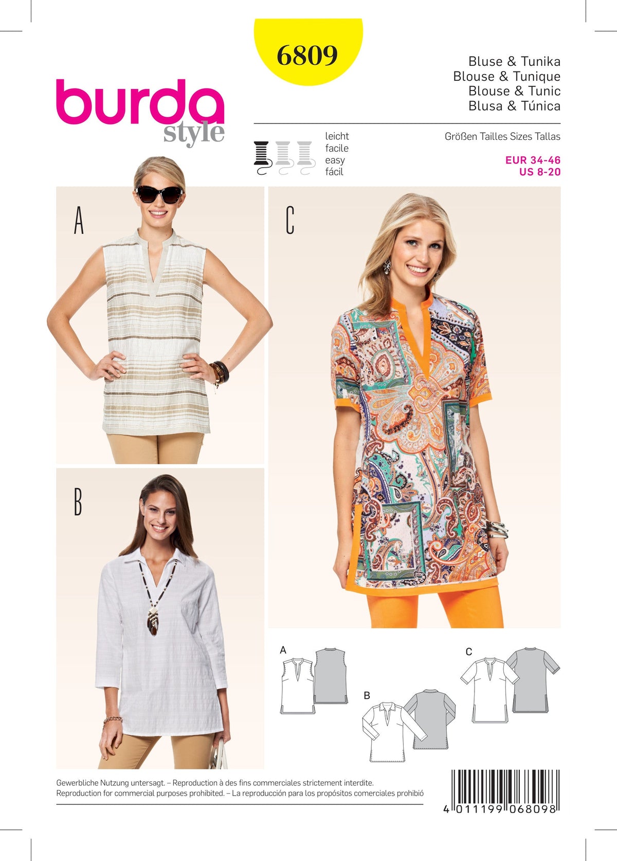 Burda Style Top/Vest Misses Sewing Pattern for Stylish Creations B6809