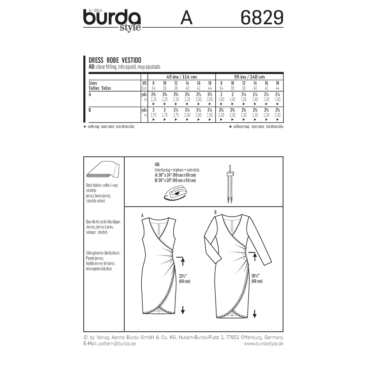 Burda Style Dress Misses Sewing Pattern for Stylish Creations B6829
