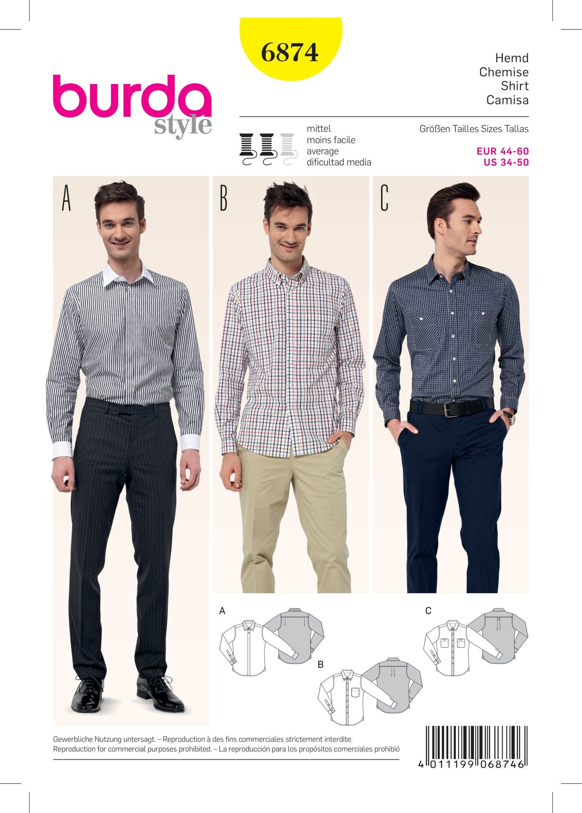 Burda Style Men's and Boys' Top/Vest Sewing Pattern B6874