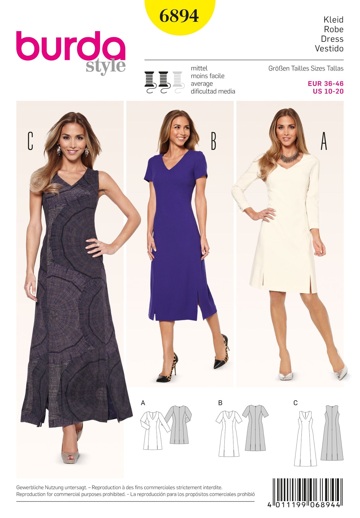 Burda Style Dress Misses Sewing Pattern for Stylish Creations B6894