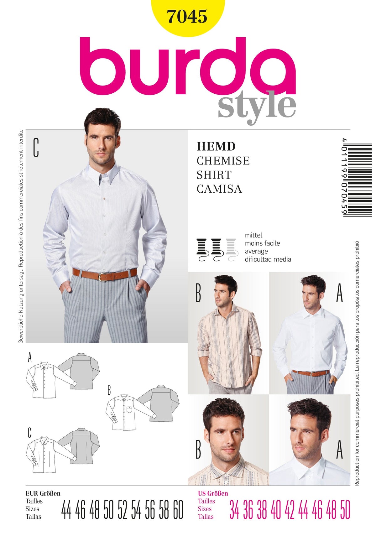 Burda Style Stylish Shirt Sewing Pattern for Fashion Enthusiasts B7045