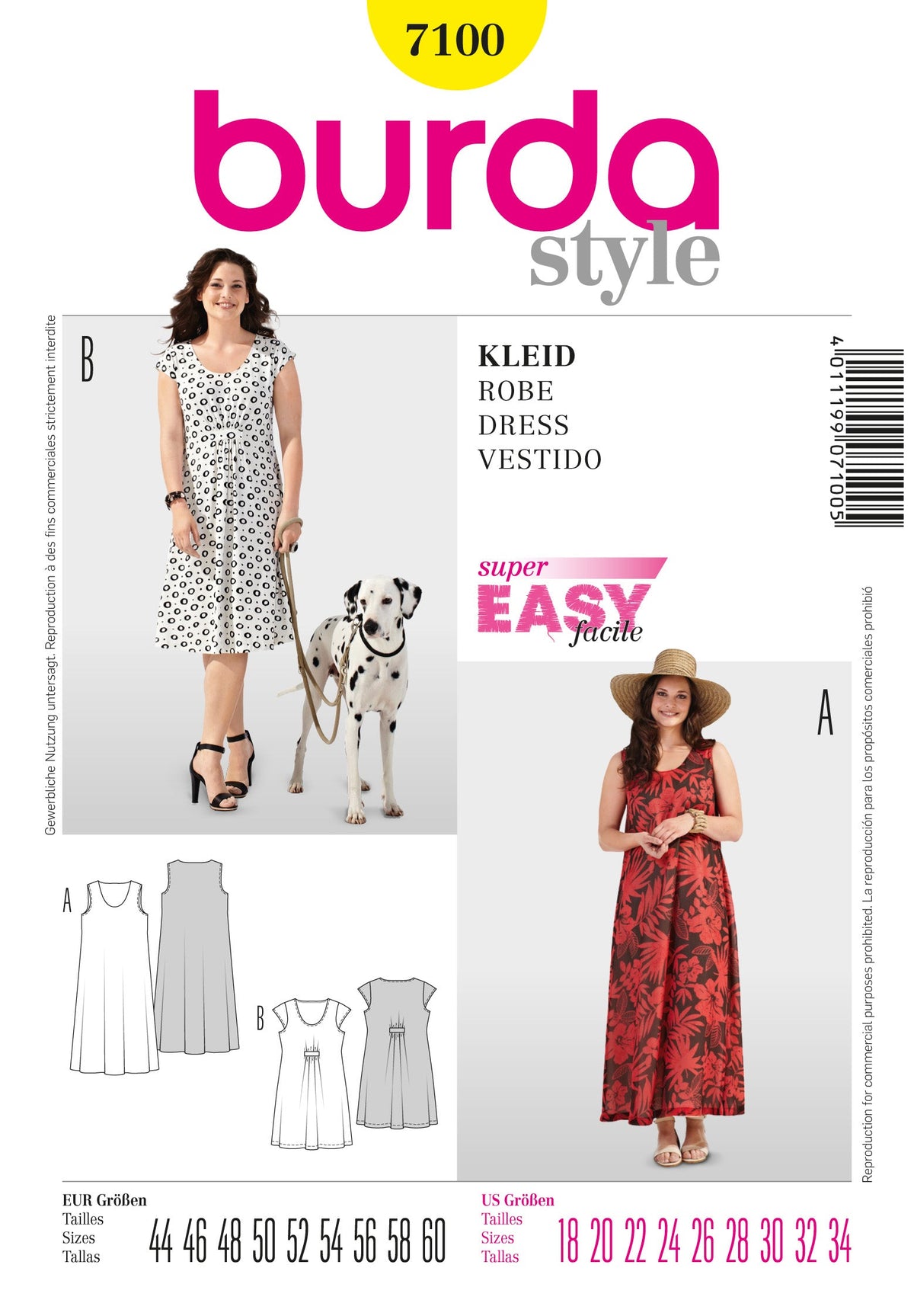 Burda Style Dress Sewing Pattern for Stylish Creations B7100