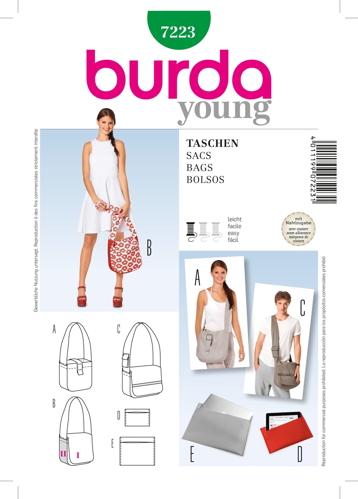 Burda Style Bags: Stylish Sewing Pattern for Creative Projects B7223