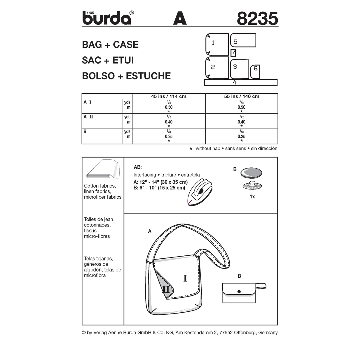 Burda Style Stylish Bag & Case Sewing Pattern for Creative Projects B8235