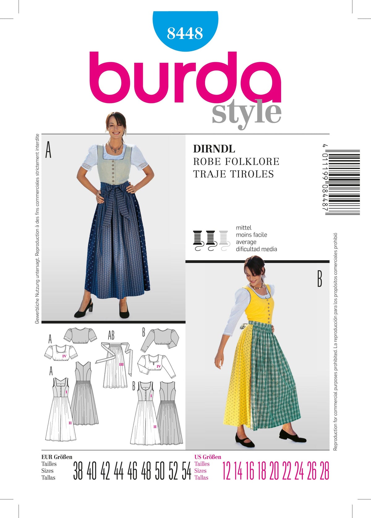 Burda Style Dirndl Dress Sewing Pattern for Stylish Creations B8448