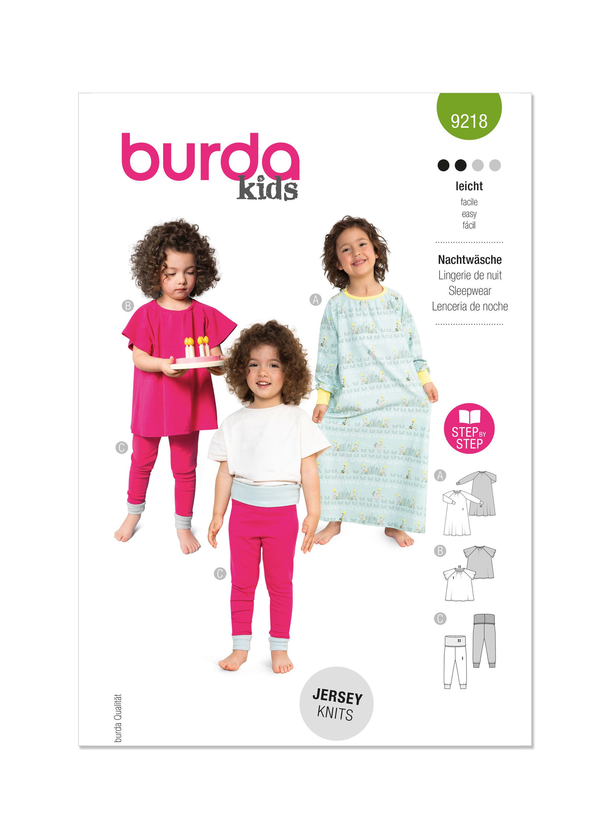 Burda Style Children's Sleepwear Sewing Pattern Guide B9218