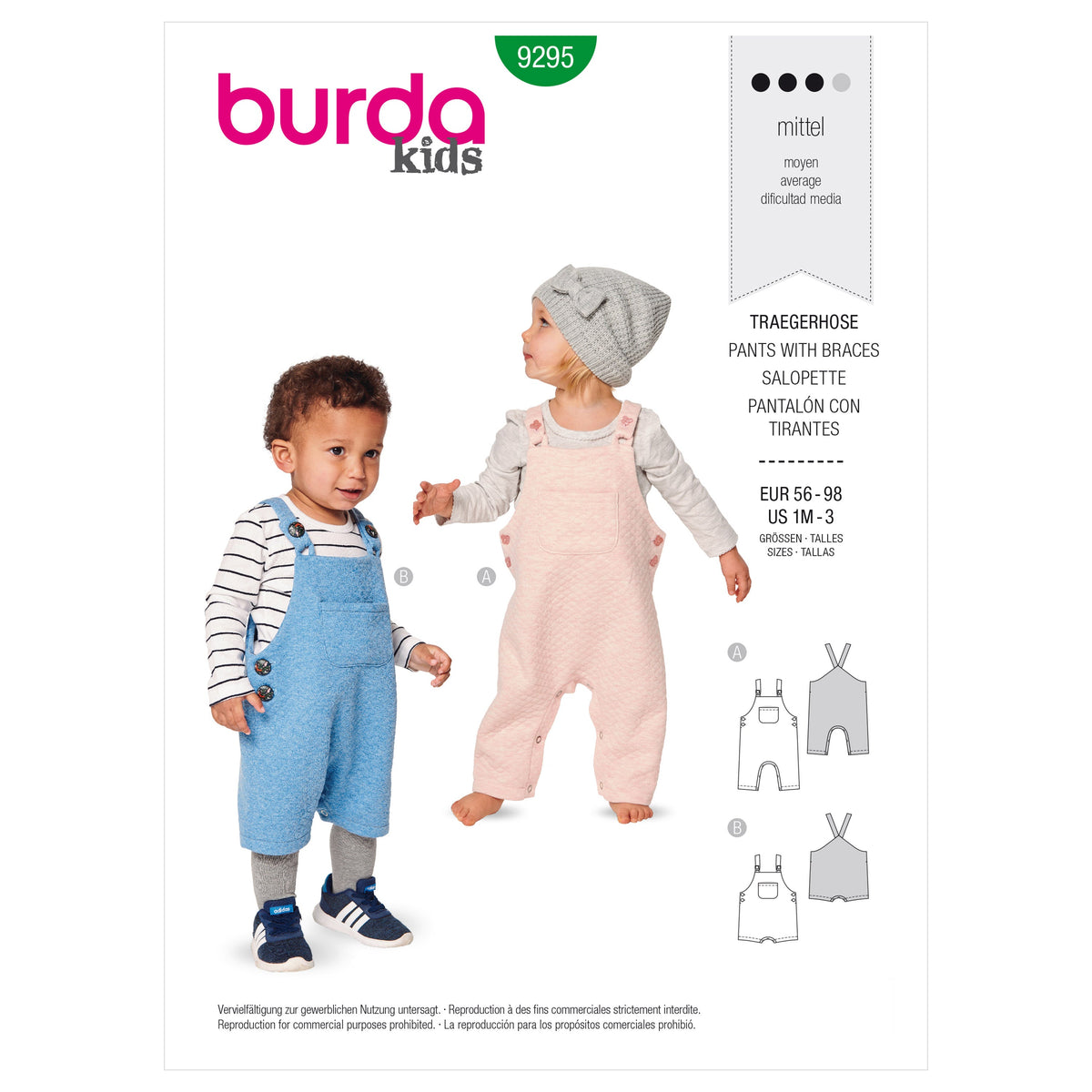 Burda Style Babies' Overalls with Straps Sewing Pattern B9295