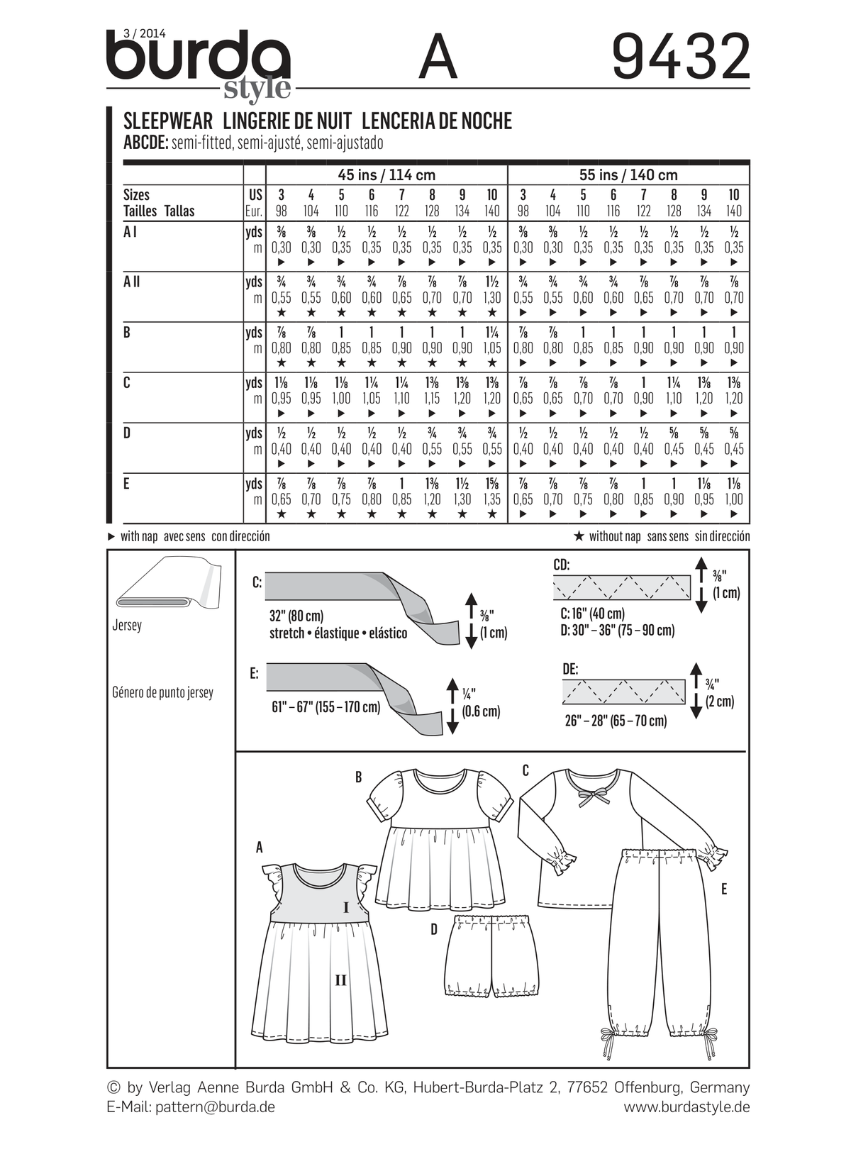 Burda Style Sleepwear for Girls: Perfect Sewing Pattern B9432