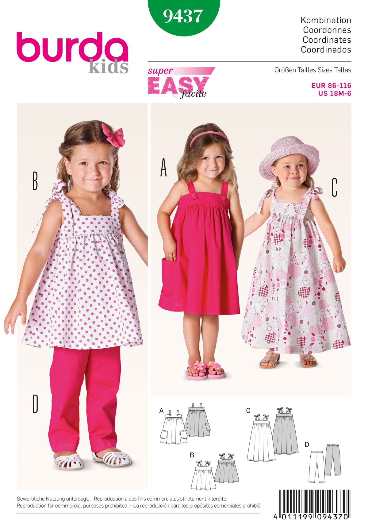 Burda Style Toddlers Sewing Pattern for Creative Projects B9437
