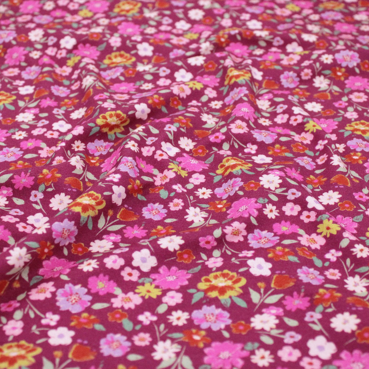 Cerise on Mulberry Mini Flowers