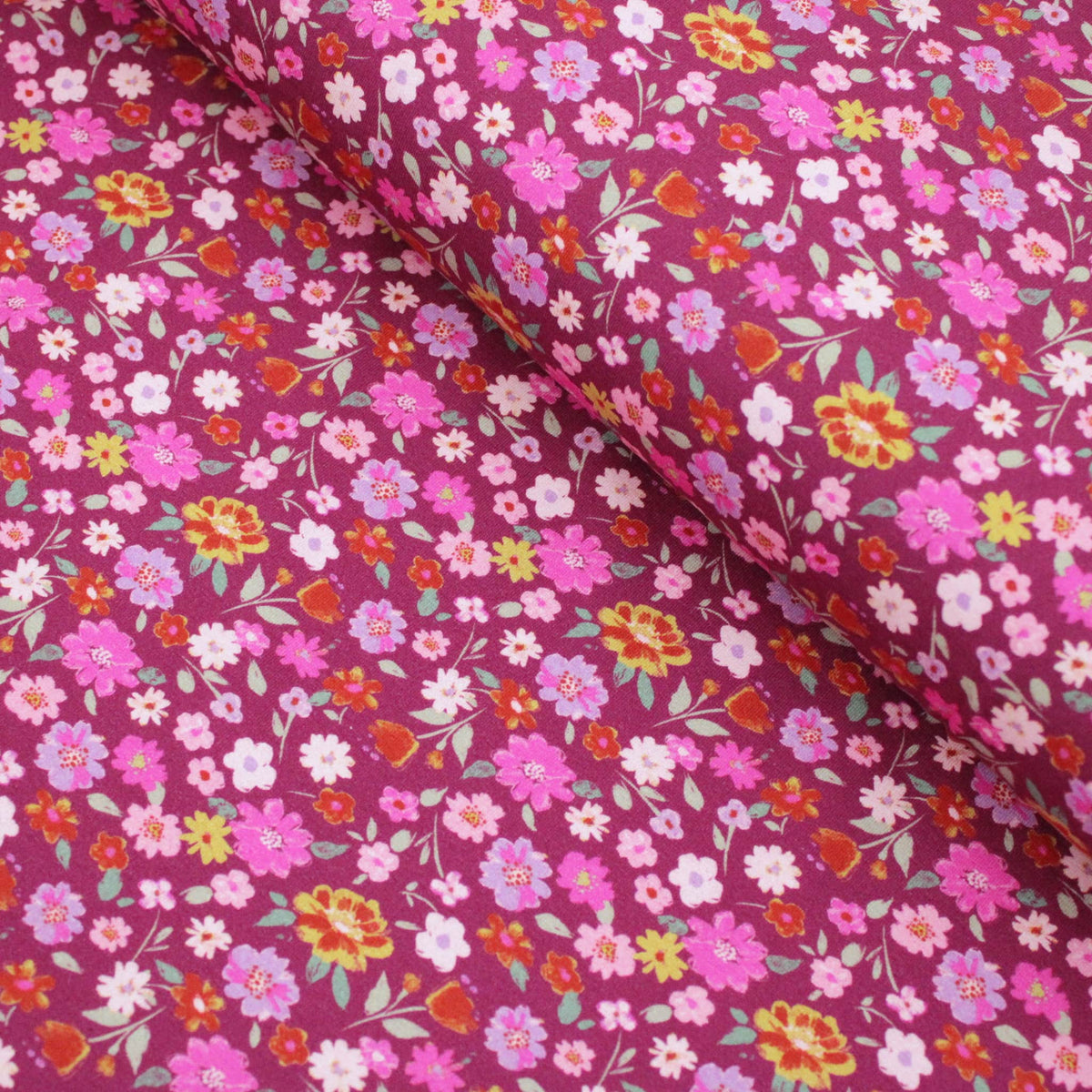 Cerise on Mulberry Mini Flowers