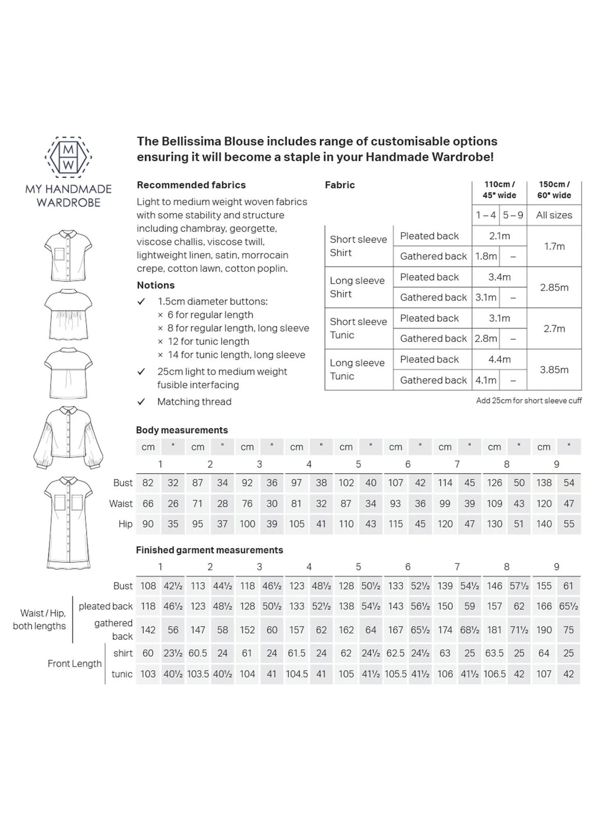 Bellissima Blouse Sewing Pattern - By My Handmade Wardrobe