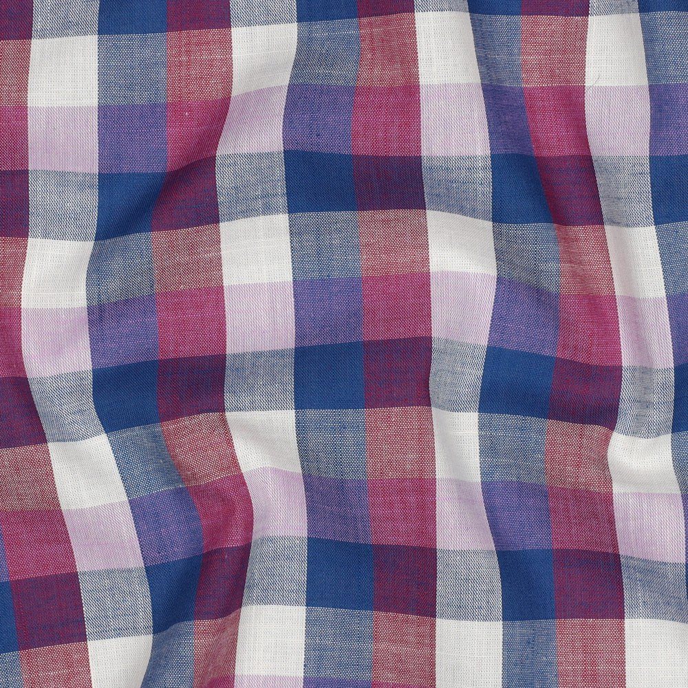Beth Check Cotton Yarn-Dyed Dressmaking Fabric - Navy & Pink