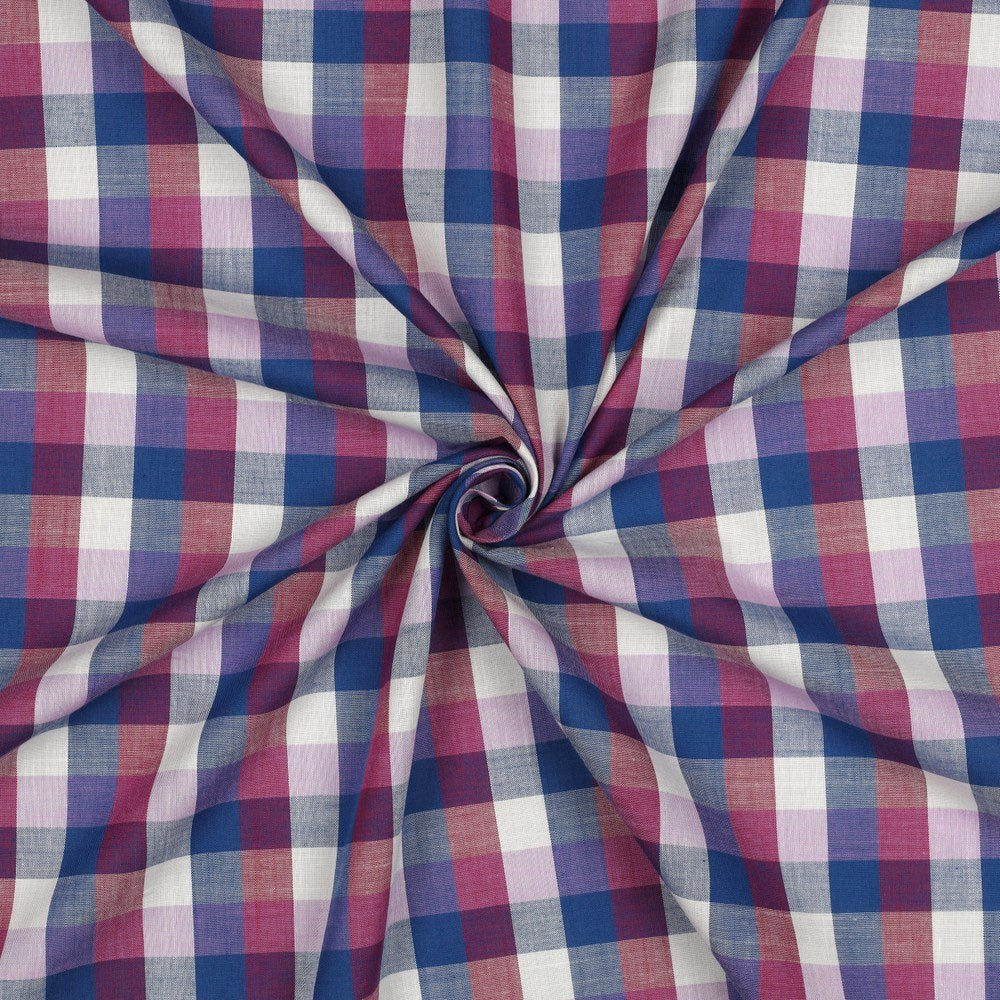 Beth Check Cotton Yarn-Dyed Dressmaking Fabric - Navy & Pink