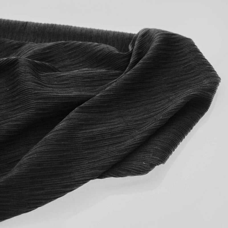 Blister Ripple Stretch Jersey Knit - Black
