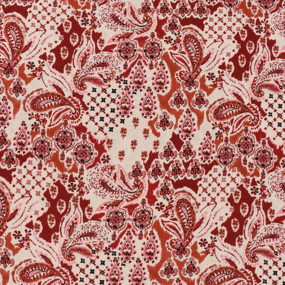 Burgundy Paisley Textured Crepe