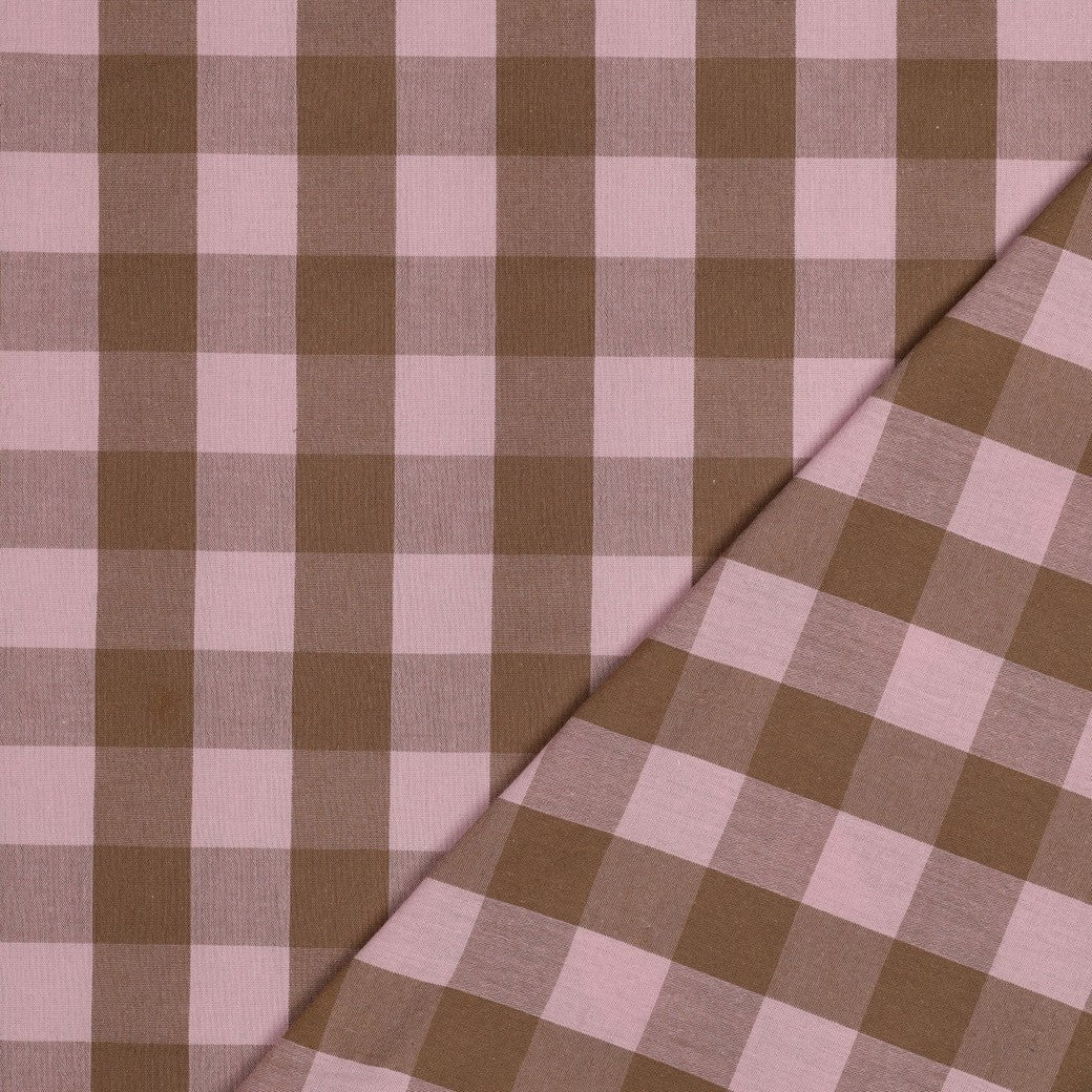 Verona Checked Yarn-Dyed Cotton Dressmaking Fabric - Pink & Brown