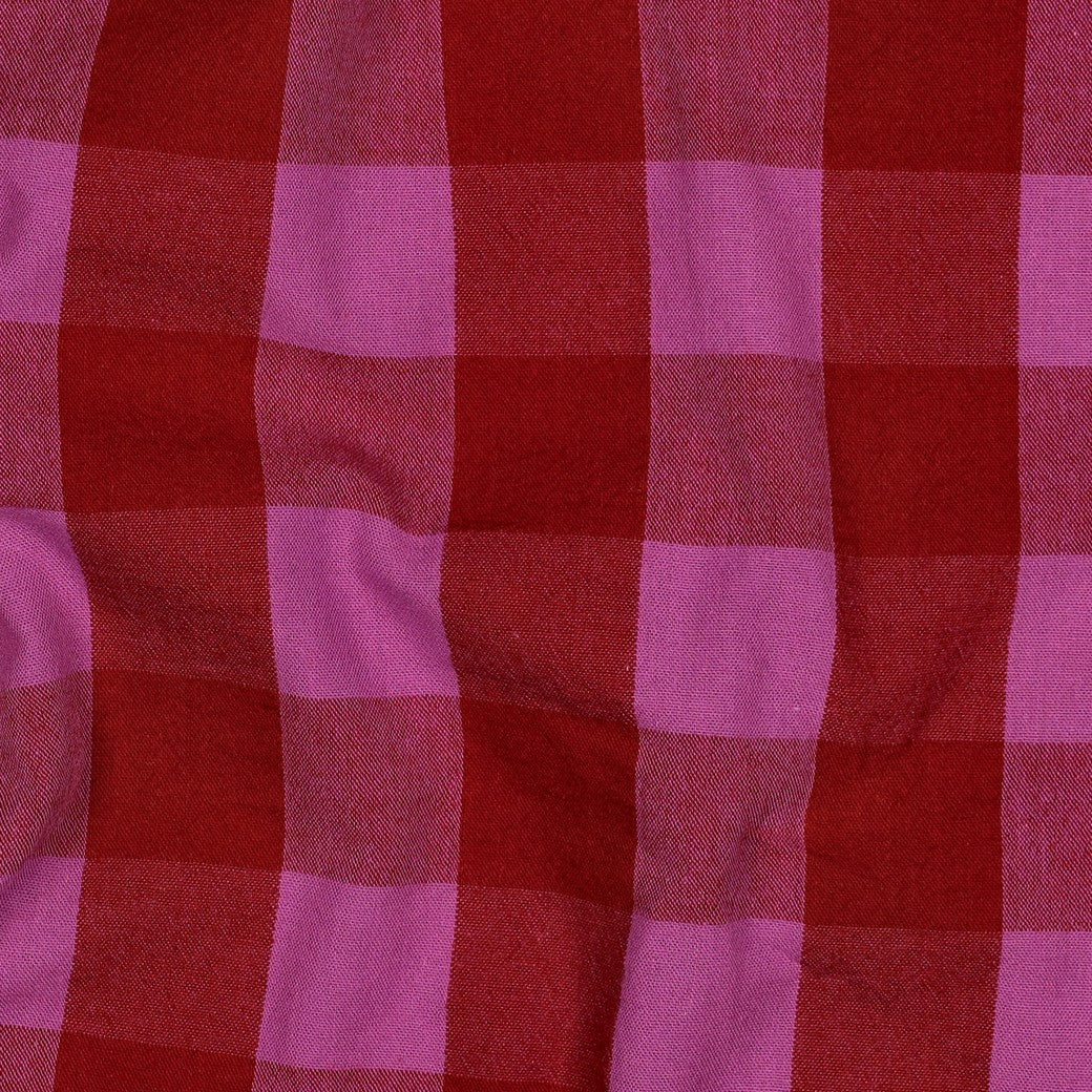 Verona Checked Yarn-Dyed Cotton Dressmaking Fabric - Red & Fuchsia