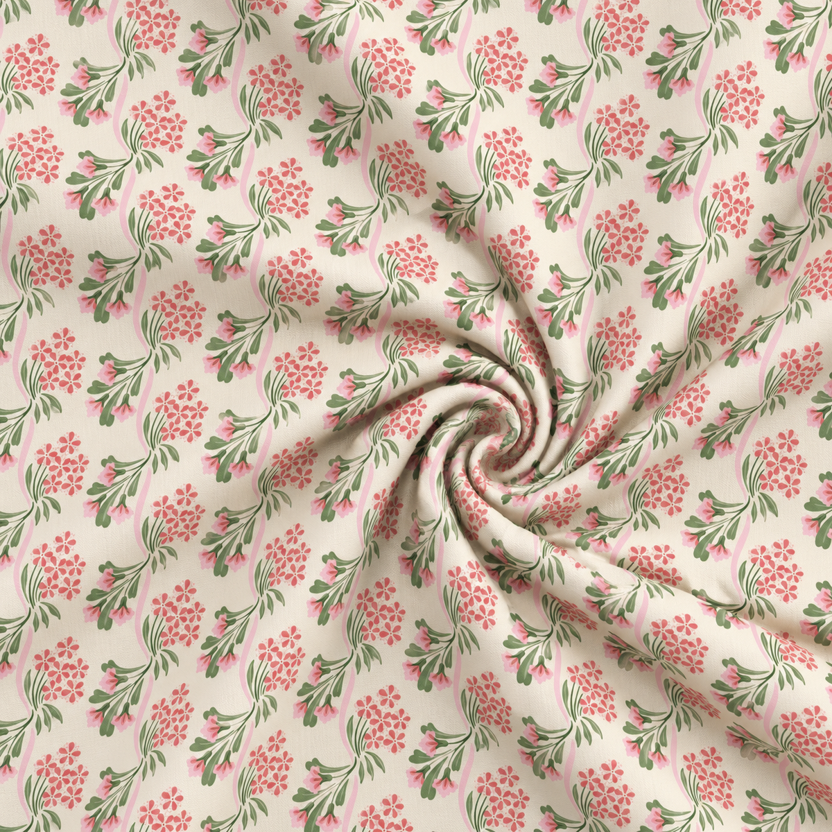 Cloud9 Summer Garden Organic Cotton Quilting Fabric - Heritage Garden Red