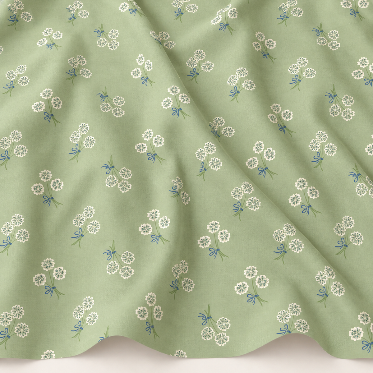 Cloud9 Summer Garden Organic Cotton Quilting Fabric - Whimsey Keepsake Green