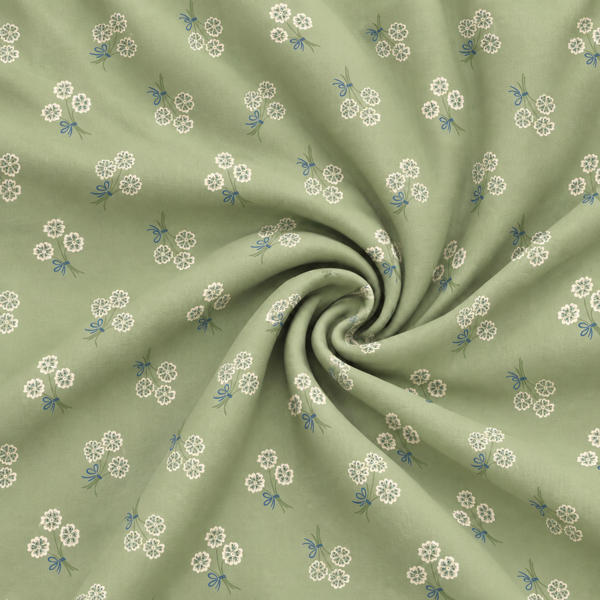 Cloud9 Summer Garden Organic Cotton Quilting Fabric - Whimsey Keepsake Green