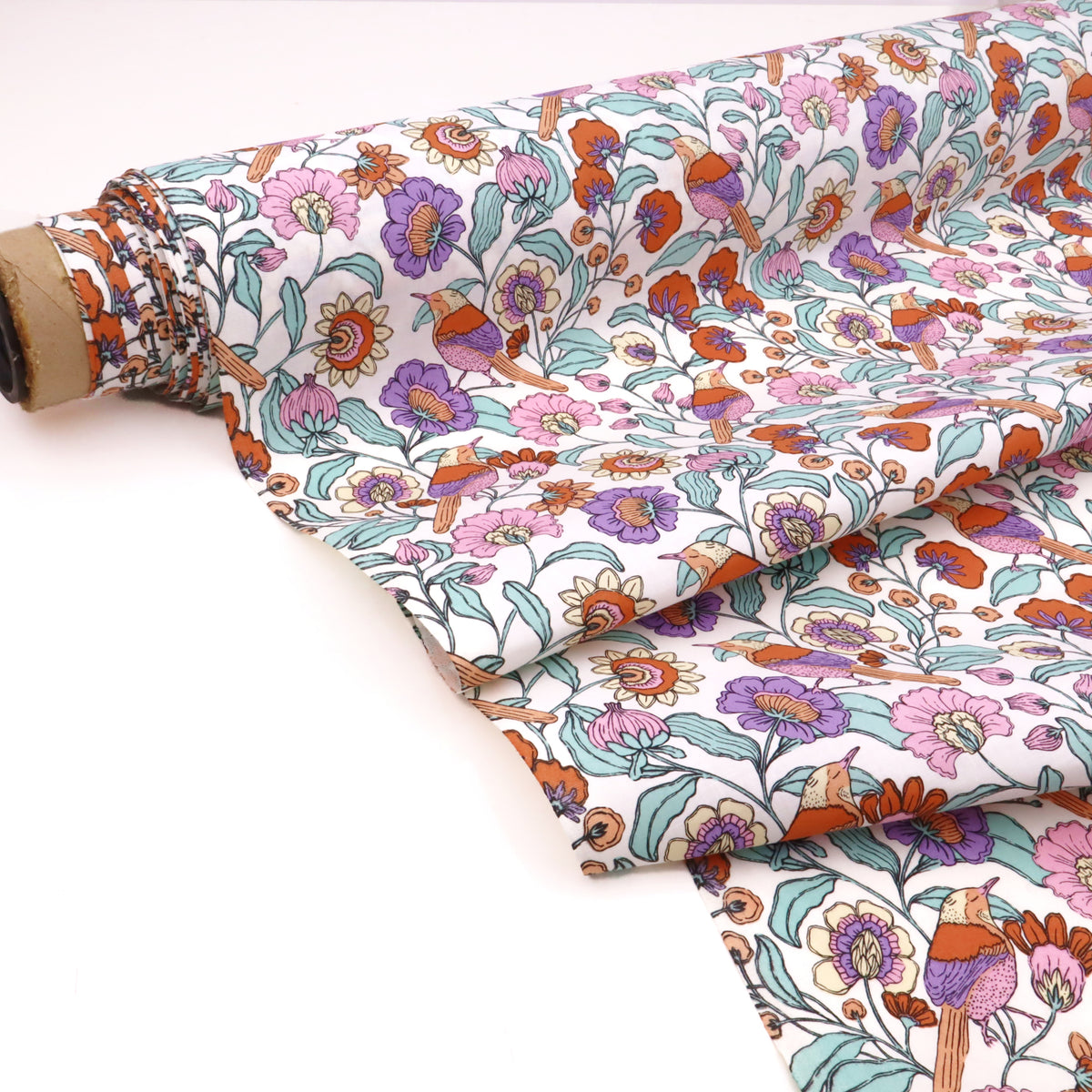Printed Coated Cotton Water Repellent Tablecloth Fabric - Birds & Flowers