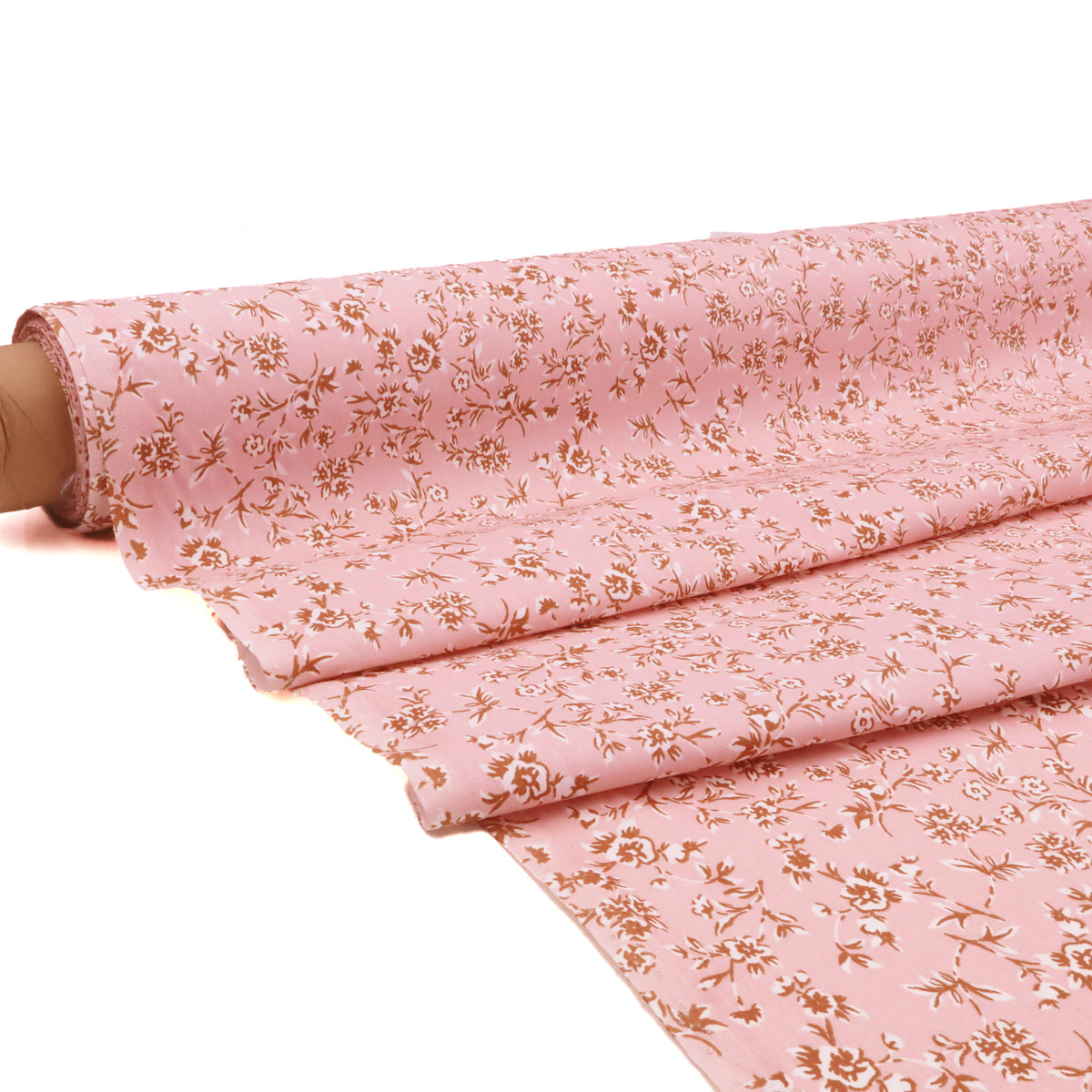 Printed Coated Cotton Water Repellent Tablecloth Fabric - Small Flowers on Pink