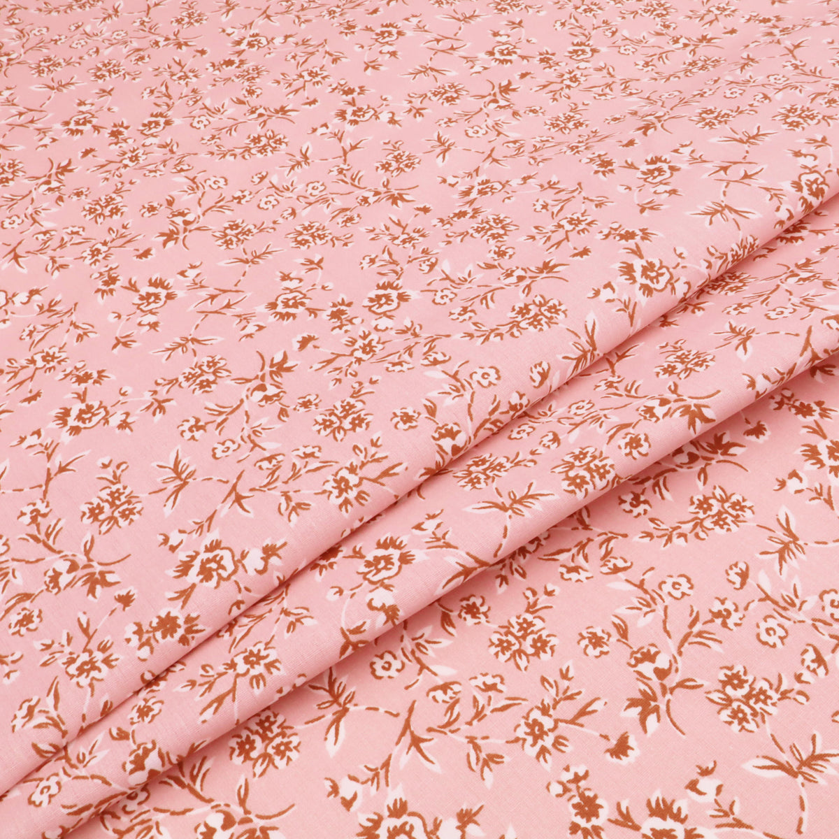 Printed Coated Cotton Water Repellent Tablecloth Fabric - Small Flowers on Pink