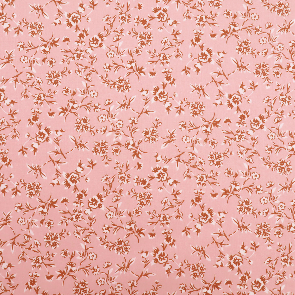 Printed Coated Cotton Water Repellent Tablecloth Fabric - Small Flowers on Pink