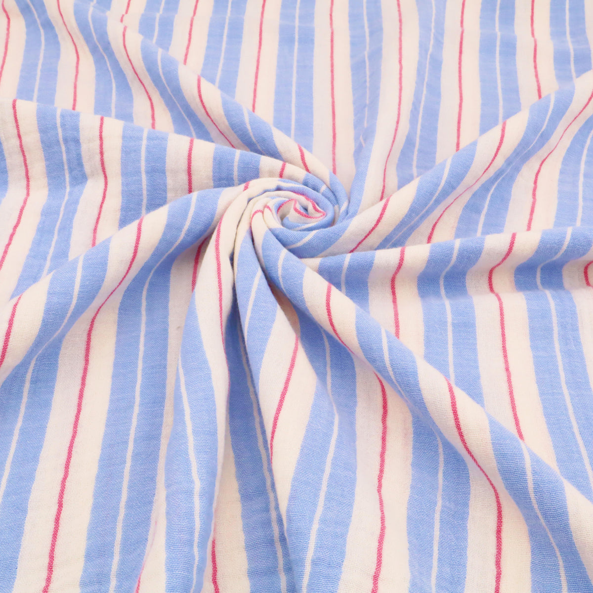 Colette Yarn Dyed Cotton Double Gauze Stripes Crinkle Dressmaking Fabric
- Blue