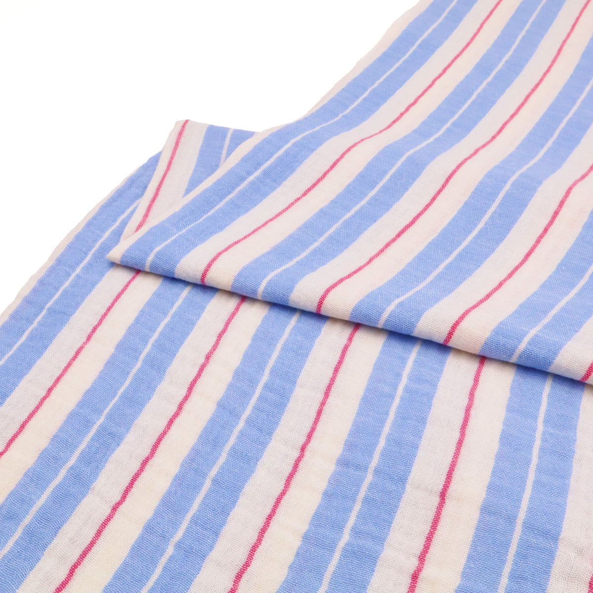 Colette Yarn Dyed Cotton Double Gauze Stripes Crinkle Dressmaking Fabric
- Blue