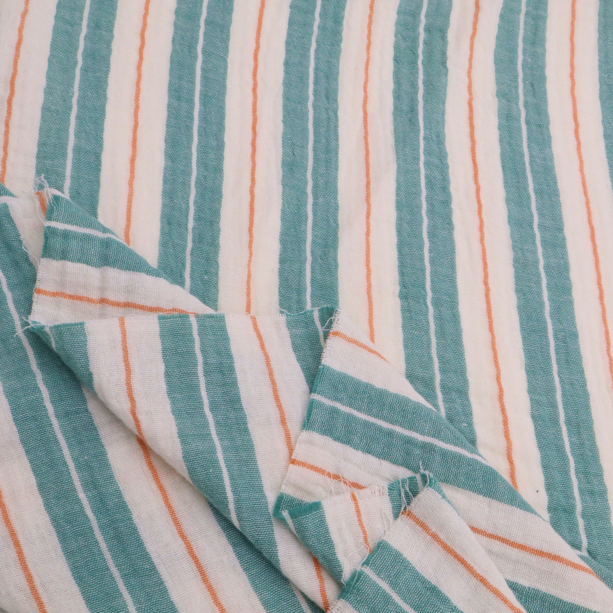 Colette Yarn Dyed Cotton Double Gauze Stripes Crinkle Dressmaking Fabric
- Green