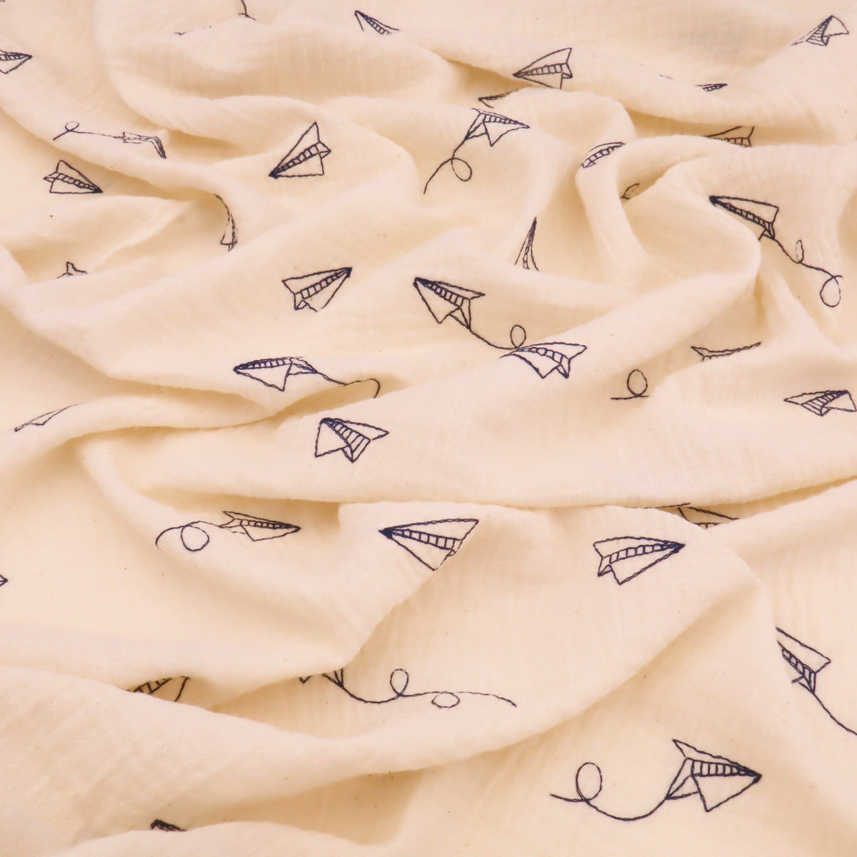 Colette Yarn Dyed Cotton Double Gauze Crinkle Dressmaking Fabric - Paper Planes