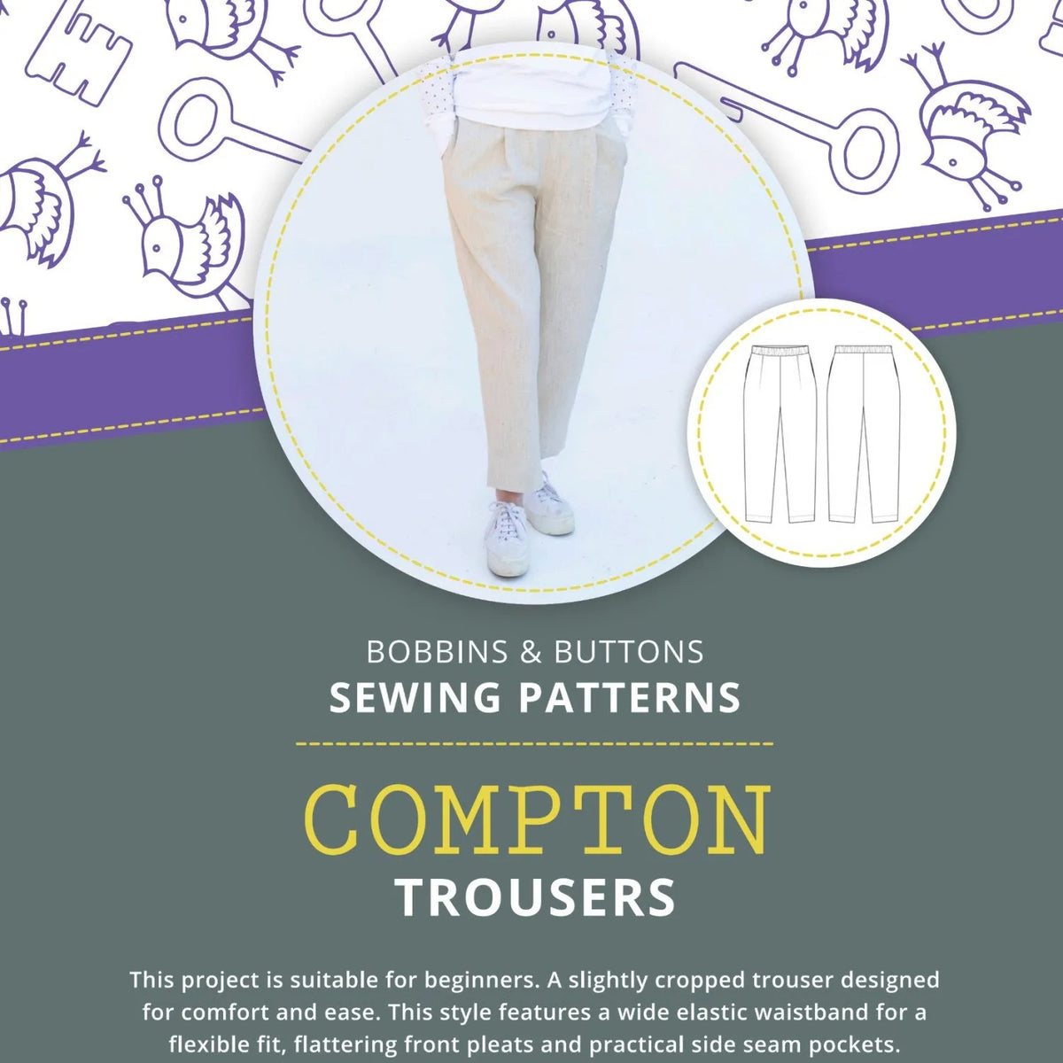 Compton Trouser Sewing Pattern Sizes 6 – 24 - By Bobbins & Buttons