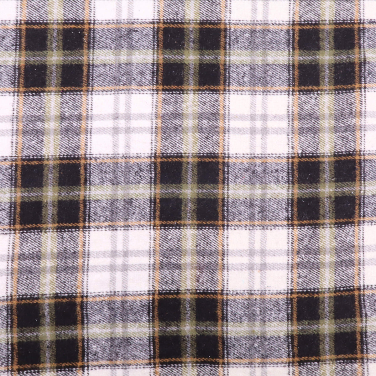 Cosy Thick Brushed Cotton Blend Tartan Plaid Fabric - Small Black & White