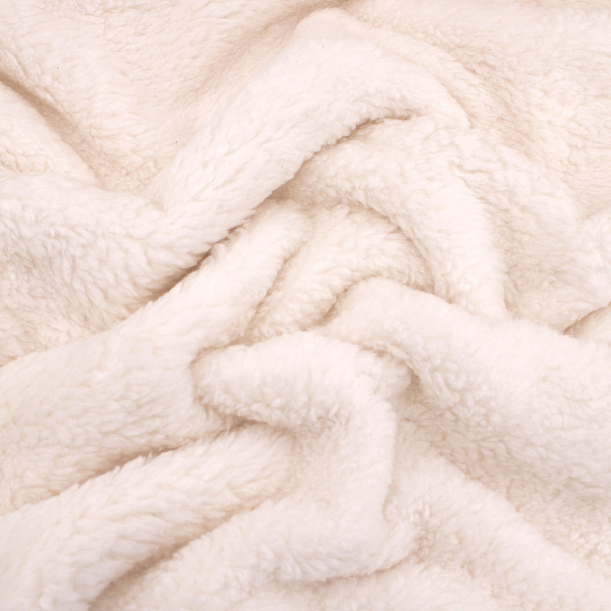 Cotton Teddy Sherpa Faux Fur Coating Jacketing Fabric - Ecru