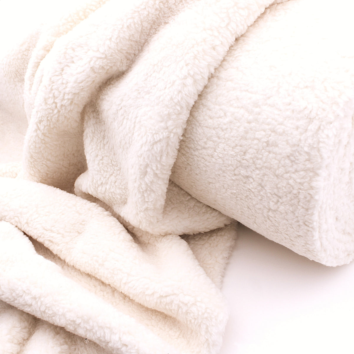 Cotton Teddy Sherpa Faux Fur Coating Jacketing Fabric - Ecru
