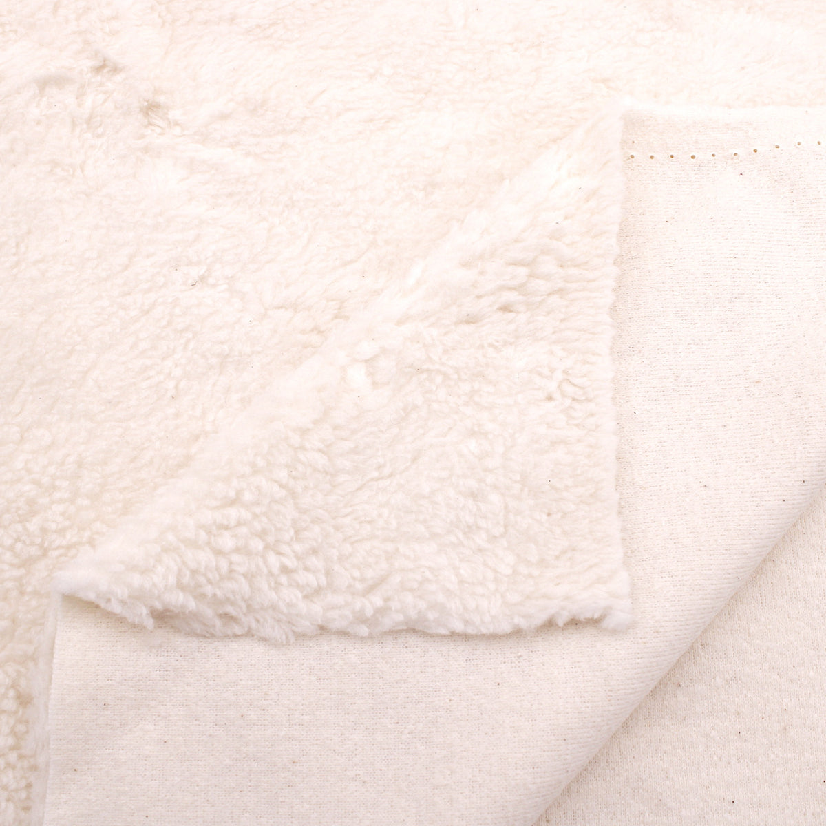 Cotton Teddy Sherpa Faux Fur Coating Jacketing Fabric - Ecru