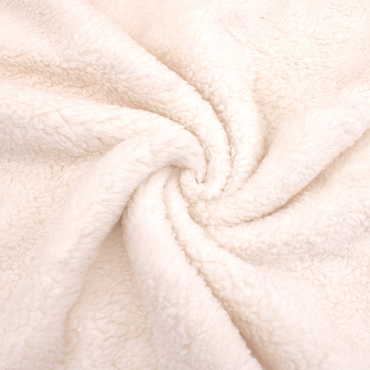 Cotton Teddy Sherpa Faux Fur Coating Jacketing Fabric - Ecru