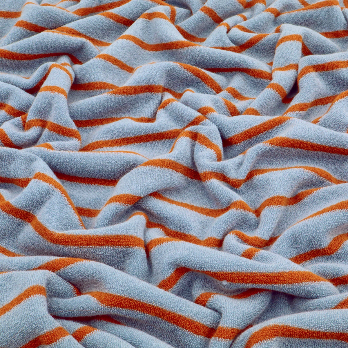 Cotton TerryCloth Towelling Yarn Dyed Stripes Absorbent Fabric - Blue & Brown