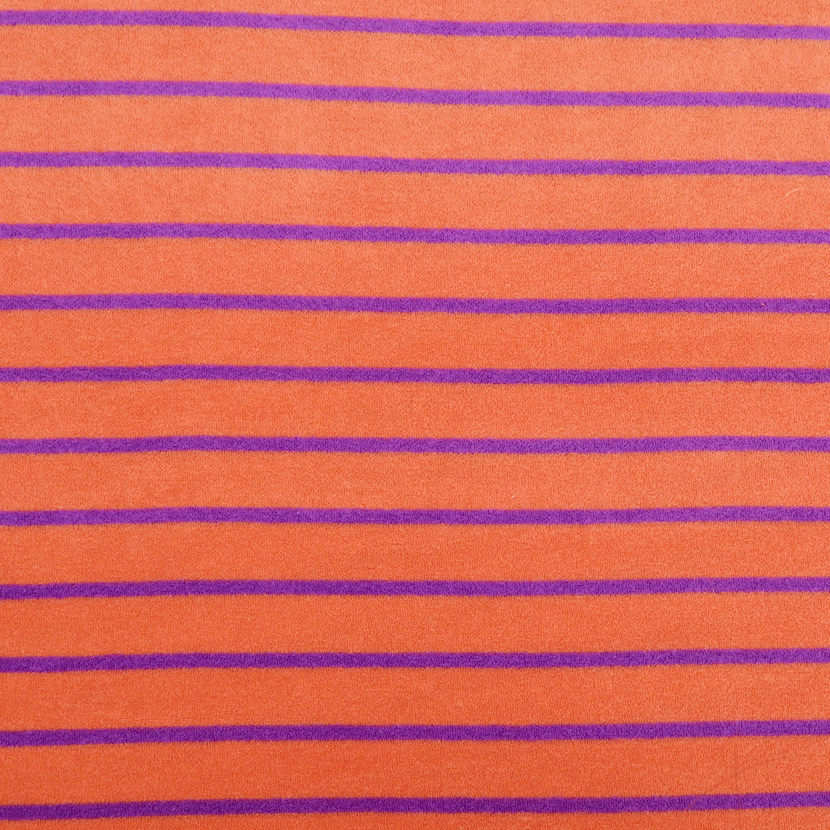 Cotton TerryCloth Towelling Yarn Dyed Stripes Absorbent Fabric - Orange & Purple