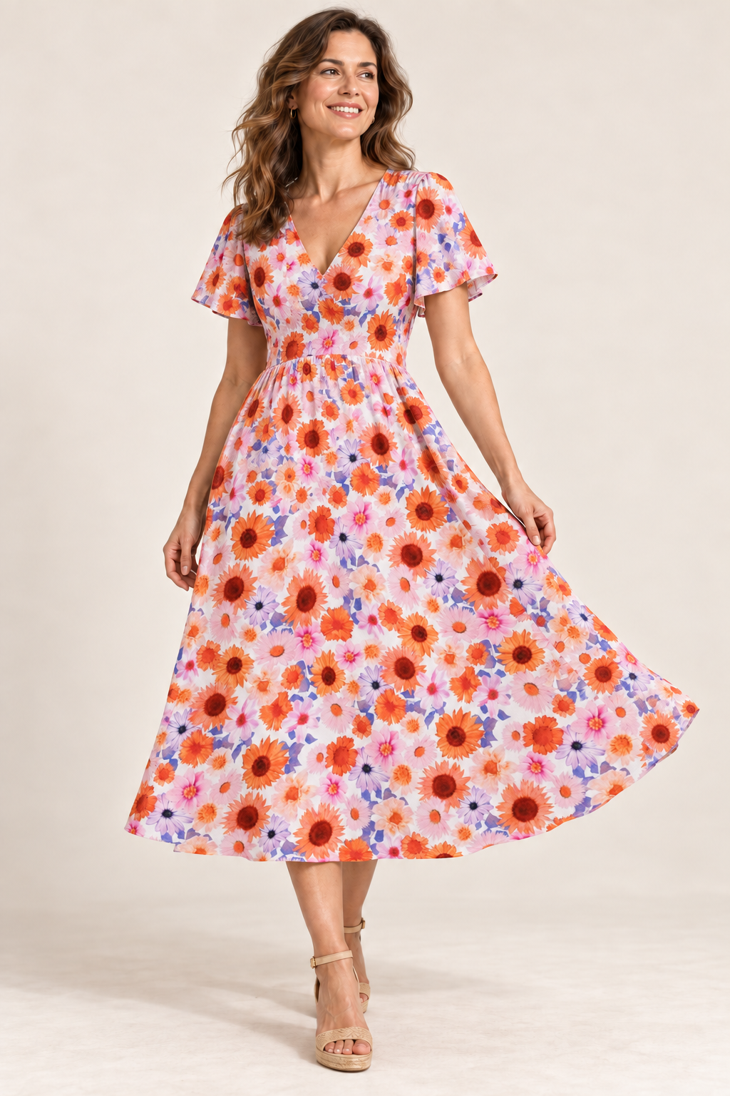 Kim Printed Viscose Soft Drapey Dressmaking Fabric - Vibrant Daisies