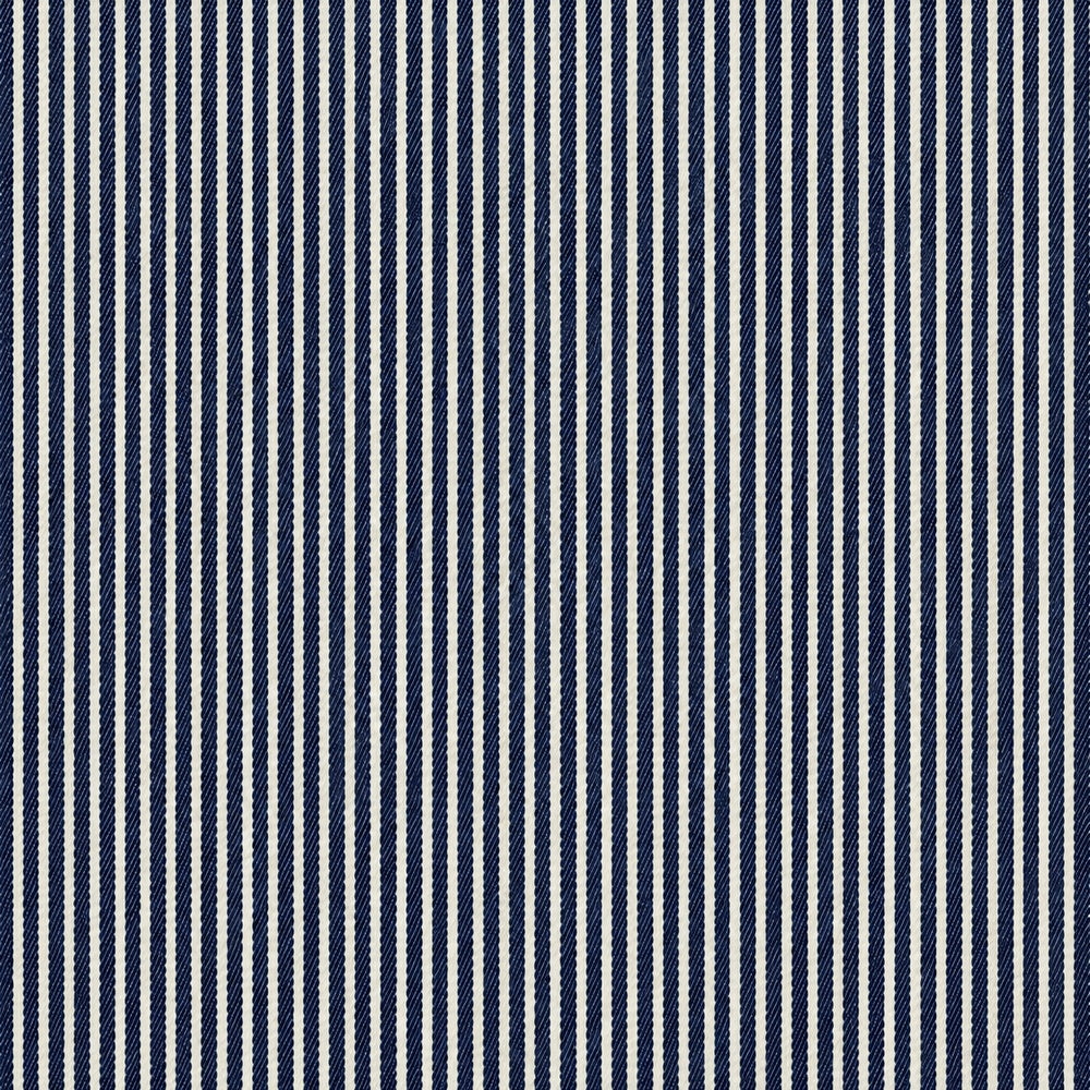 Denim Non Stretch Pure Cotton Jeans Fabric - Navy Off-White Striped