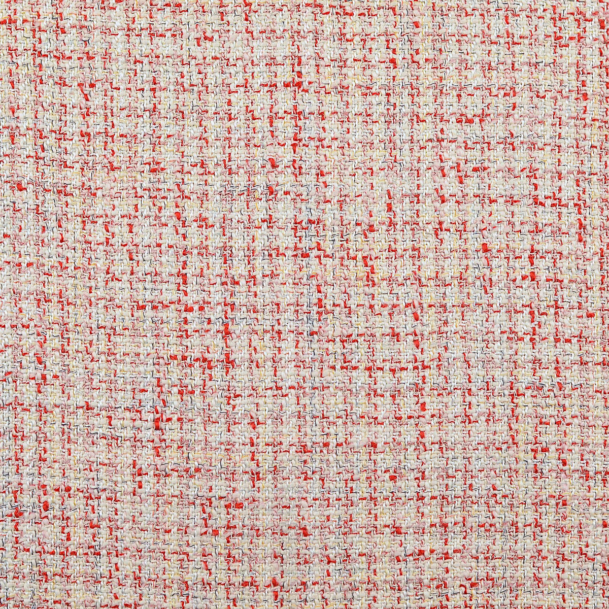 Designer Style Tweed Cotton Coating Boucle - Off White Red