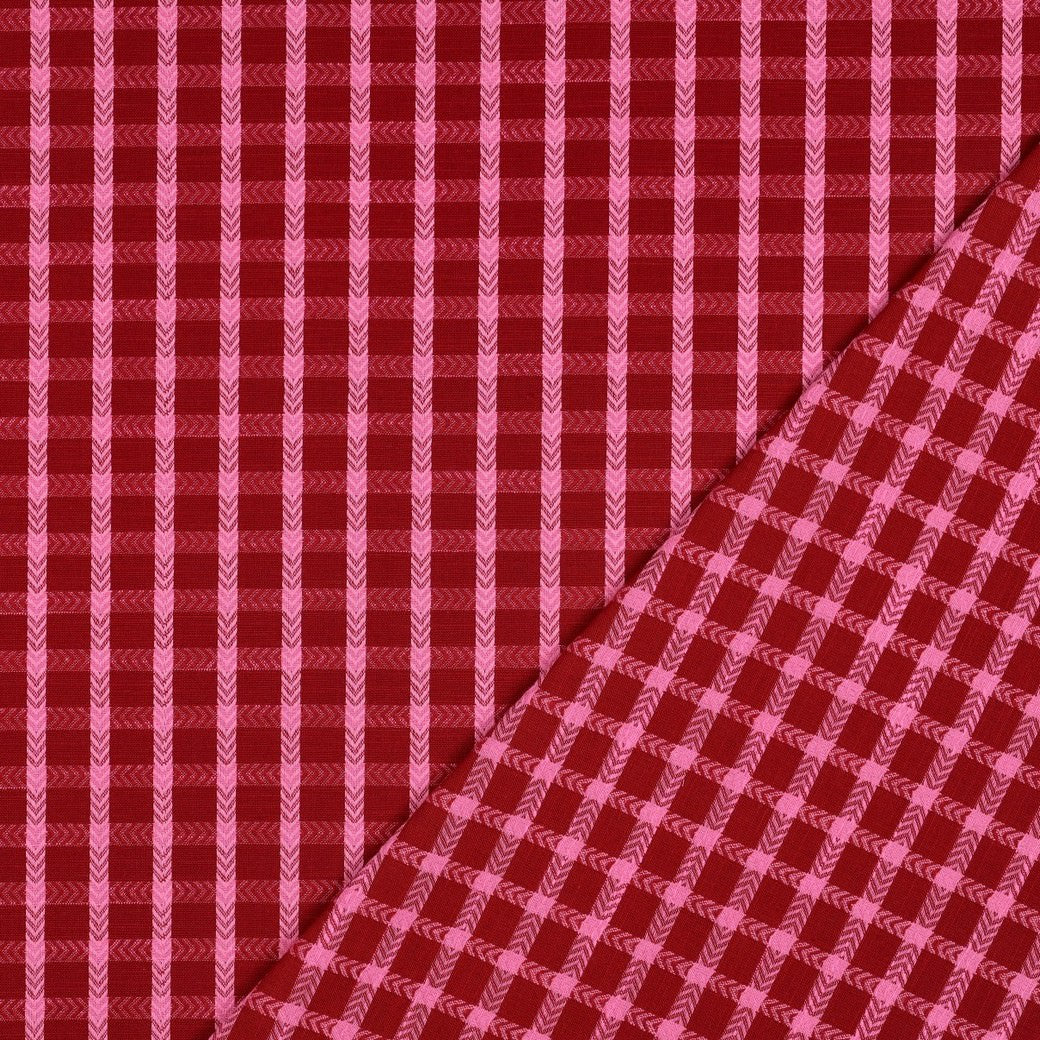 Dobby Cotton Yarn Dyed Dressmaking Fabric - Red